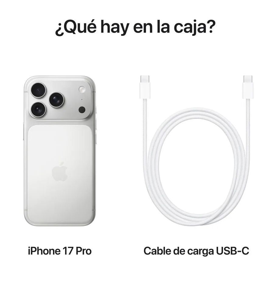 Apple iPhone 17 Pro Max 1TB Nuevo y Liberado Color Plata + Cargador Magnetico 