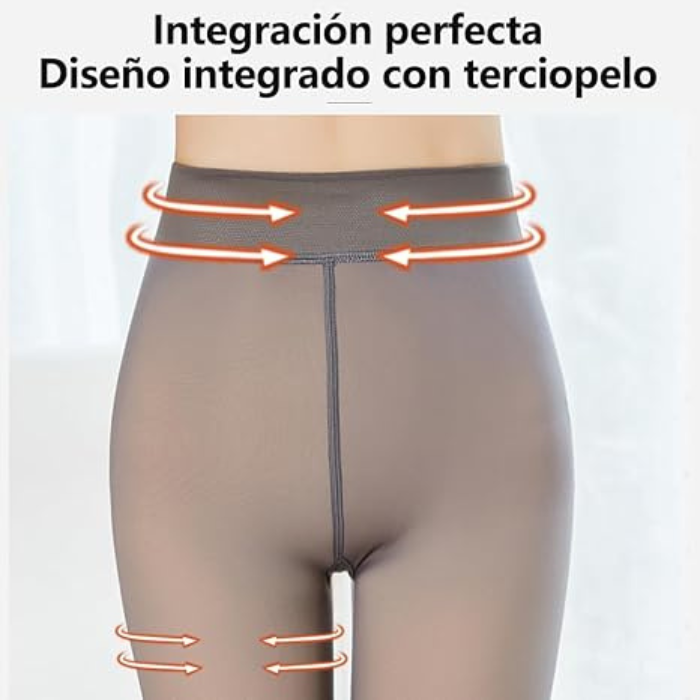 Pantimedias Termicas Afelpadas para Mujer Set de 2 PCS, Mallas Térmicas Afelpadas Translúcidas Efecto Transparente 220g.