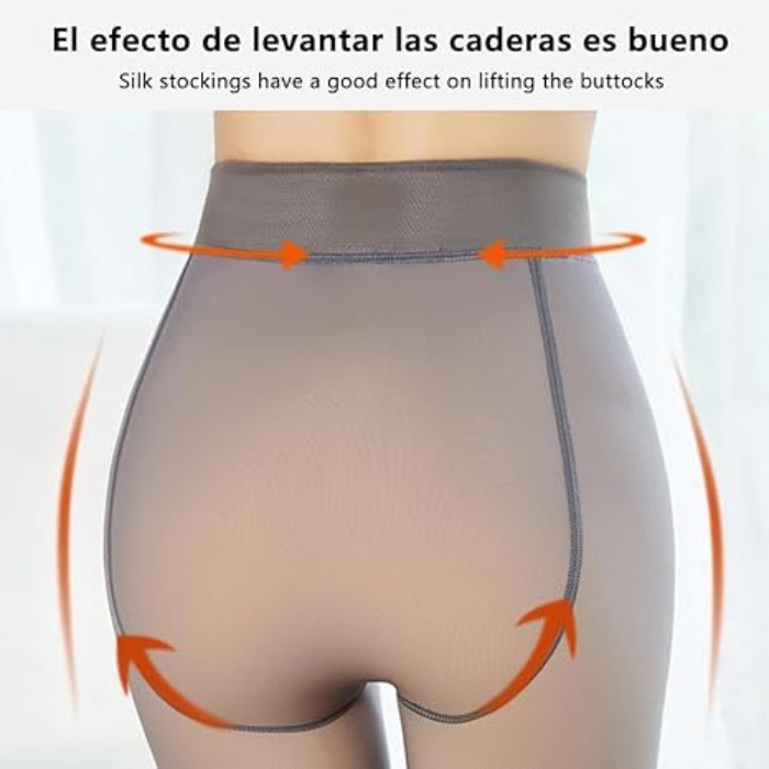 Pantimedias Termicas Afelpadas para Mujer Set de 2 PCS, Mallas Térmicas Afelpadas Translúcidas Efecto Transparente 220g.