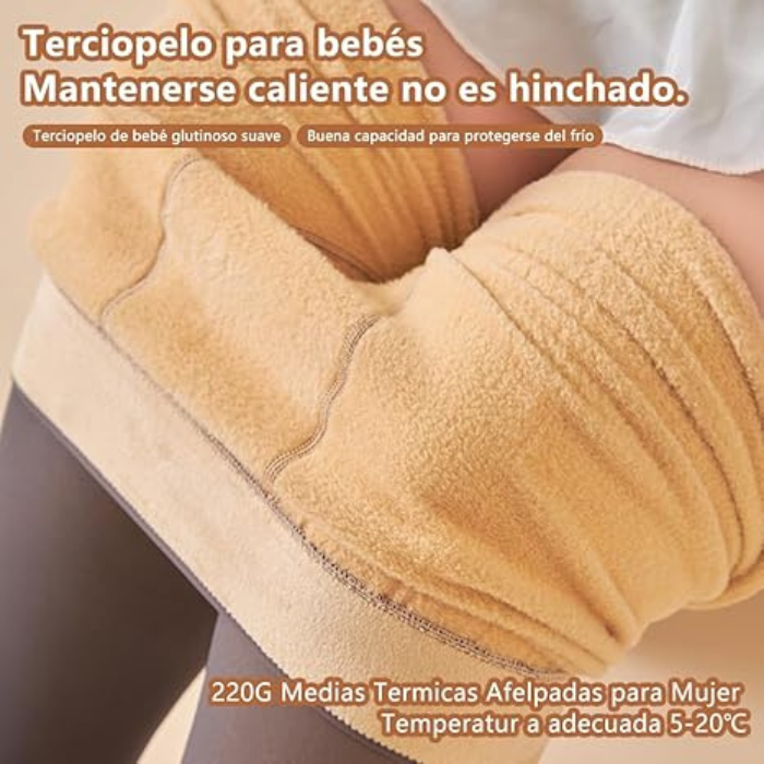 Pantimedias Termicas Afelpadas para Mujer Set de 2 PCS, Mallas Térmicas Afelpadas Translúcidas Efecto Transparente 220g.