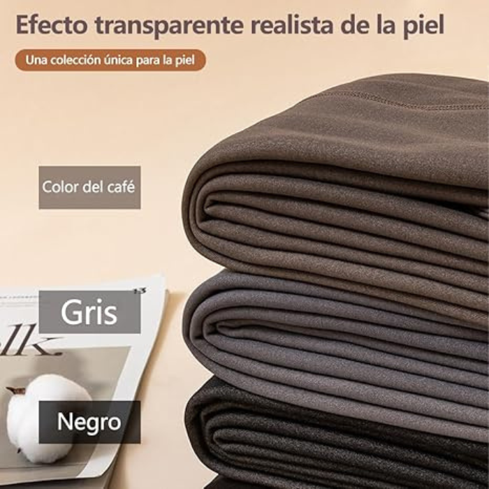 Pantimedias Termicas Afelpadas para Mujer Set de 2 PCS, Mallas Térmicas Afelpadas Translúcidas Efecto Transparente 220g.
