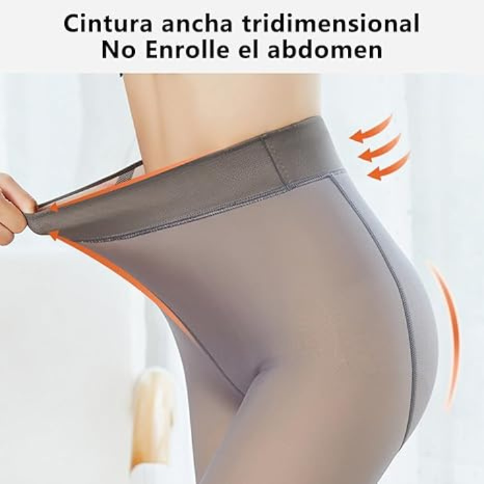 Pantimedias Termicas Afelpadas para Mujer Set de 2 PCS, Mallas Térmicas Afelpadas Translúcidas Efecto Transparente 220g.