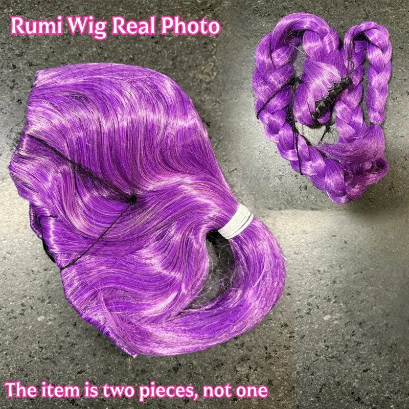 Peluca Sintetica para Niña Cosplay Kpop Mira Rumi Zoey Demon Hunters, Accesorios para Disfraz, Halloween, Cumpleaños