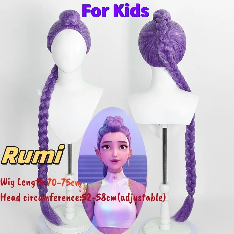 Peluca Sintetica para Niña Cosplay Kpop Mira Rumi Zoey Demon Hunters, Accesorios para Disfraz, Halloween, Cumpleaños