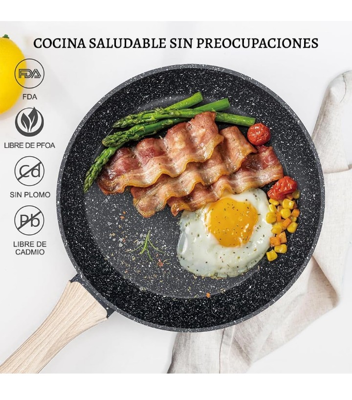Juego de sartenes de inducción de calor antiadherente 10 pzas