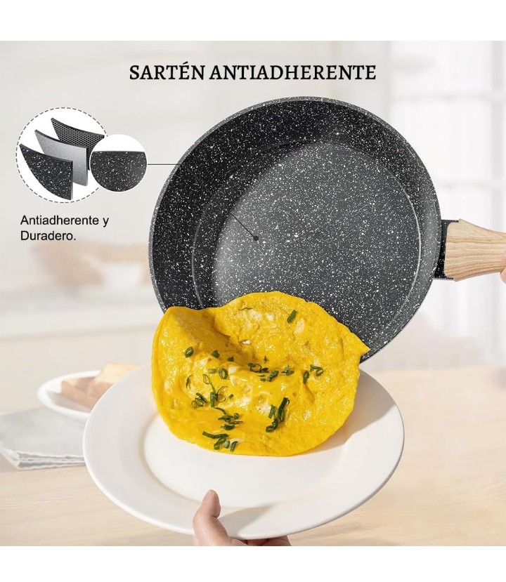 Juego de sartenes de inducción de calor antiadherente 10 pzas