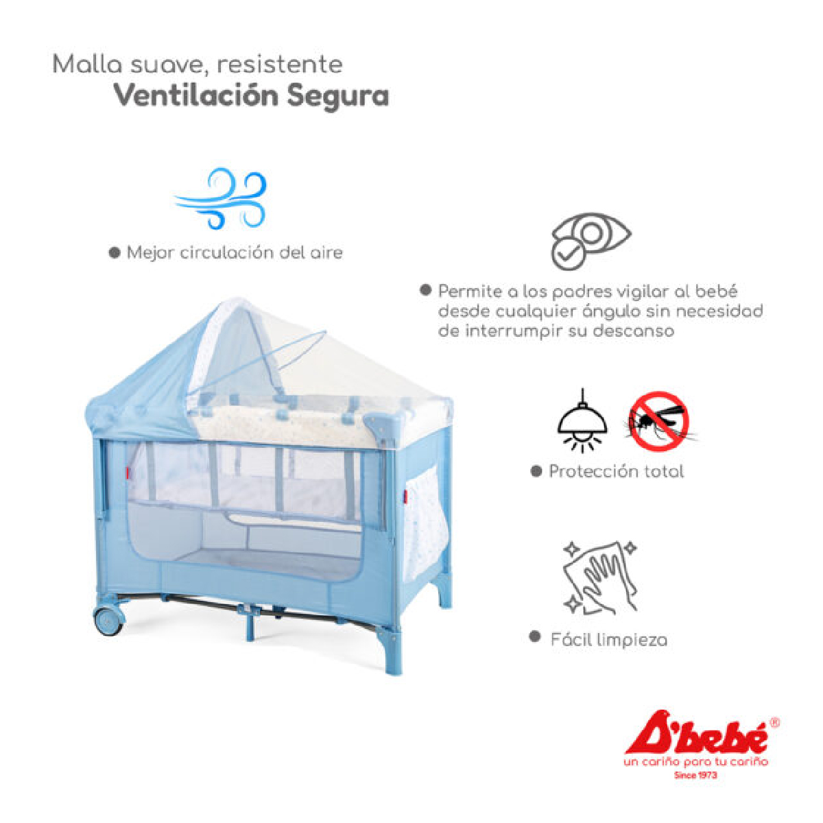 Cuna corral  D´bebé Rest Azul