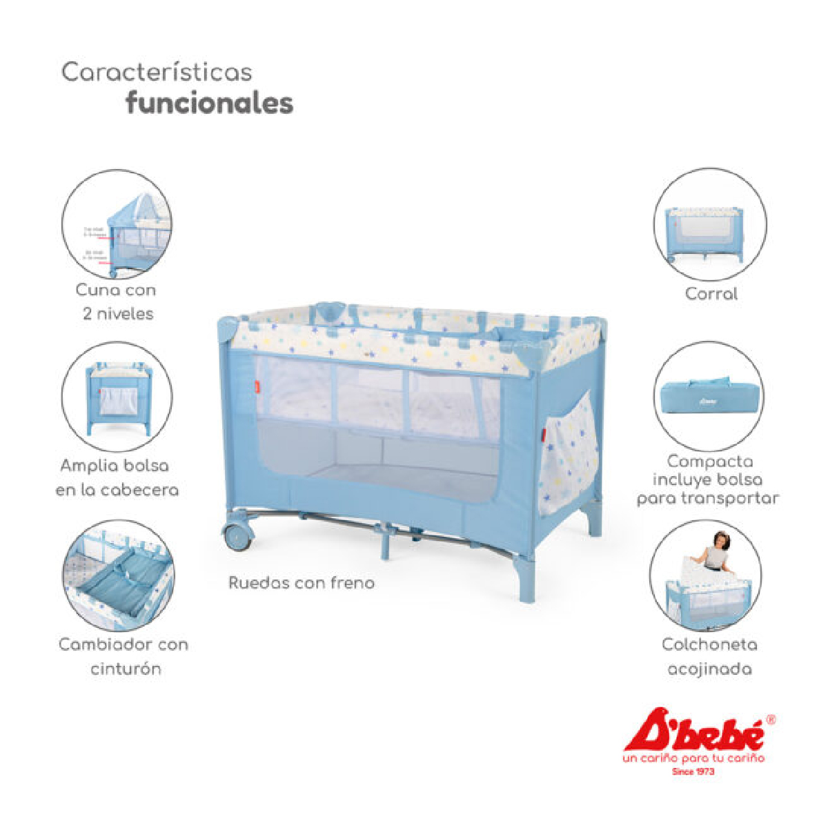 Cuna corral  D´bebé Rest Azul