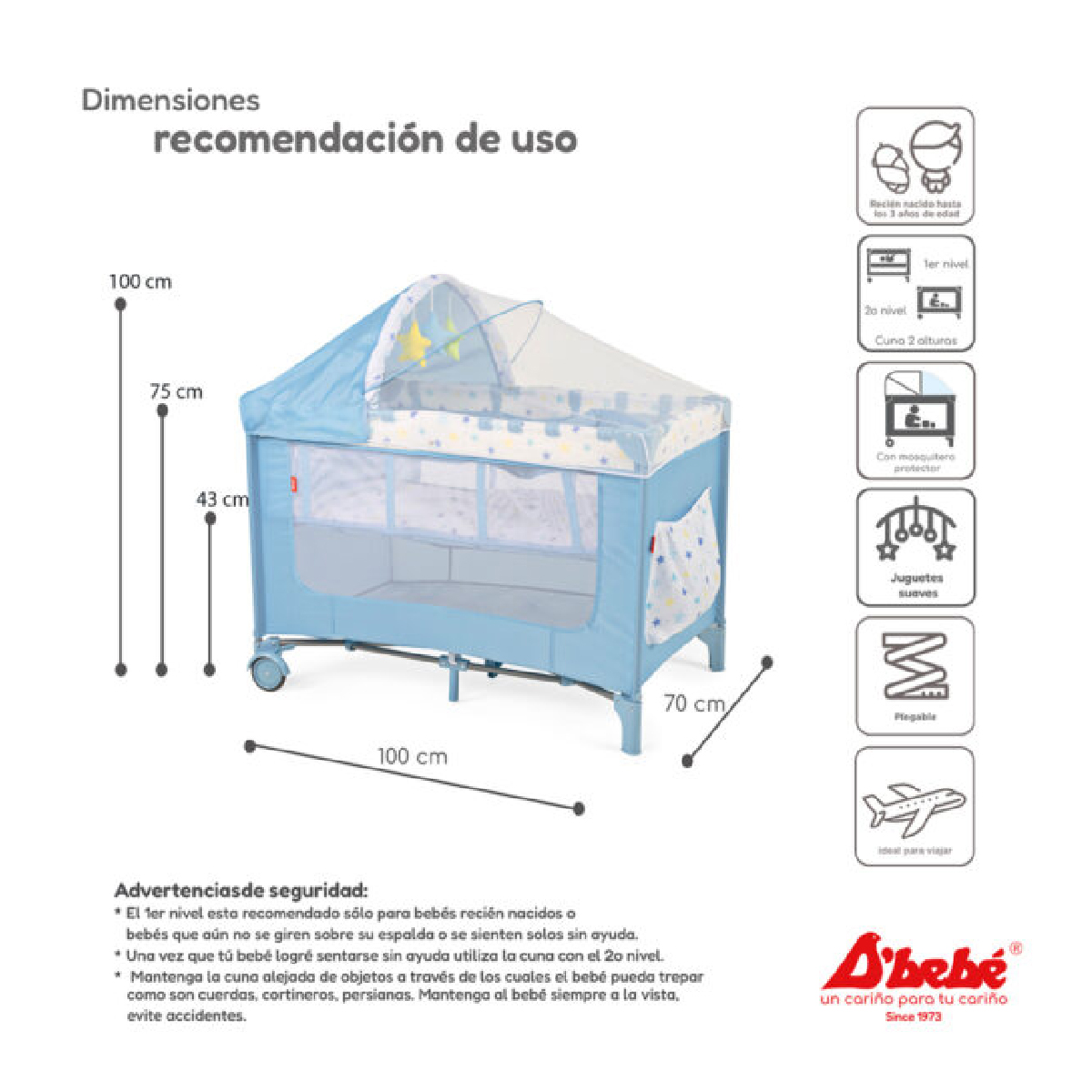 Cuna corral  D´bebé Rest Azul