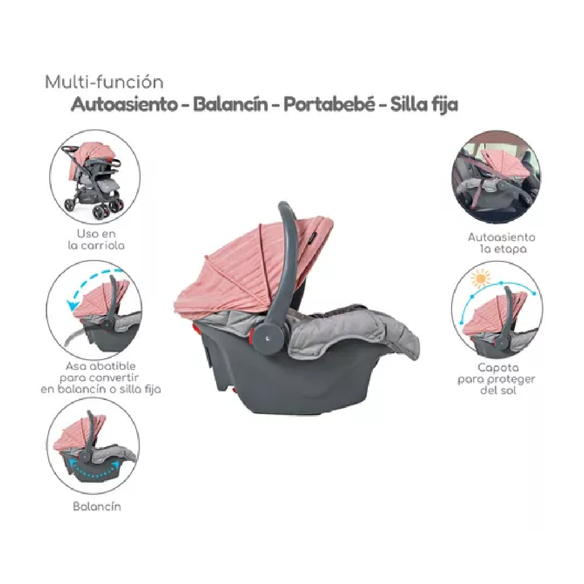 Carriola D Bebé Elite Reversible Travel System Con Portabebé Rosa