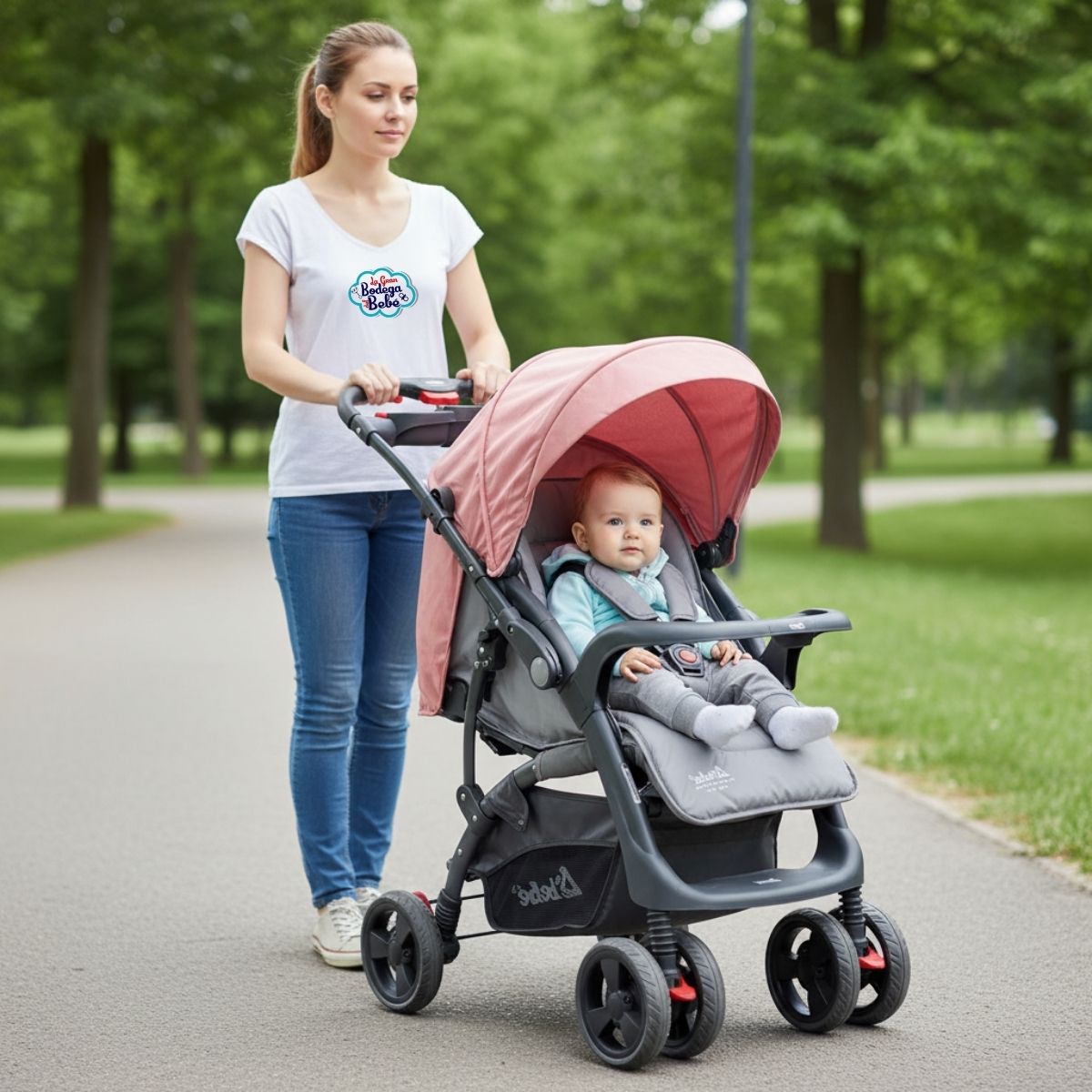 Carriola D Bebé Elite Reversible Travel System Con Portabebé Rosa