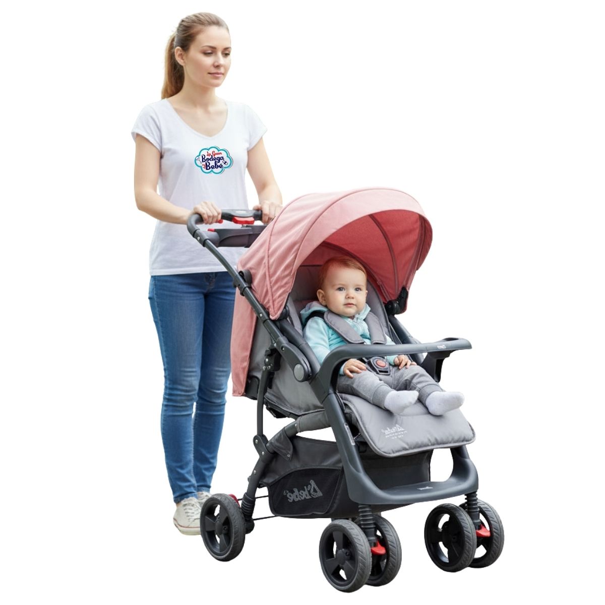 Carriola D Bebé Elite Reversible Travel System Con Portabebé Rosa