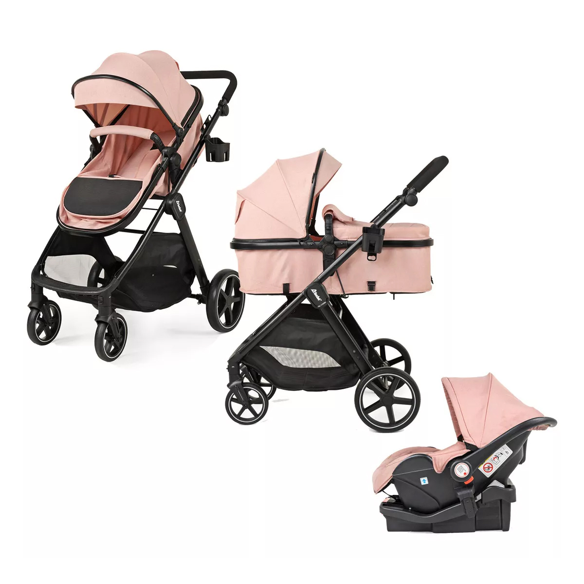 Carriola D Bebe Sistema De Viaje Travel System King Con Autoasiento 1a Etapa Rosa