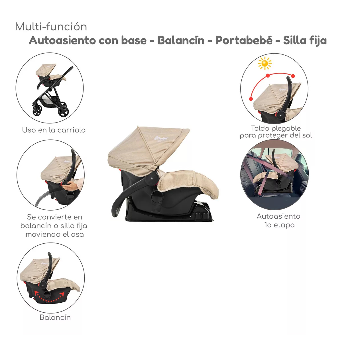 Carriola D Bebe Sistema De Viaje Travel System Prince Con Autoasiento Arena