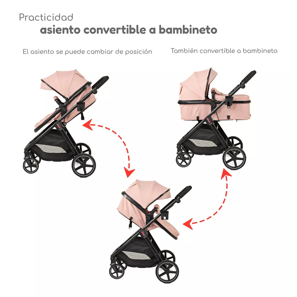 Carriola D Bebe Sistema De Viaje Travel System King Con Autoasiento 1a Etapa Rosa