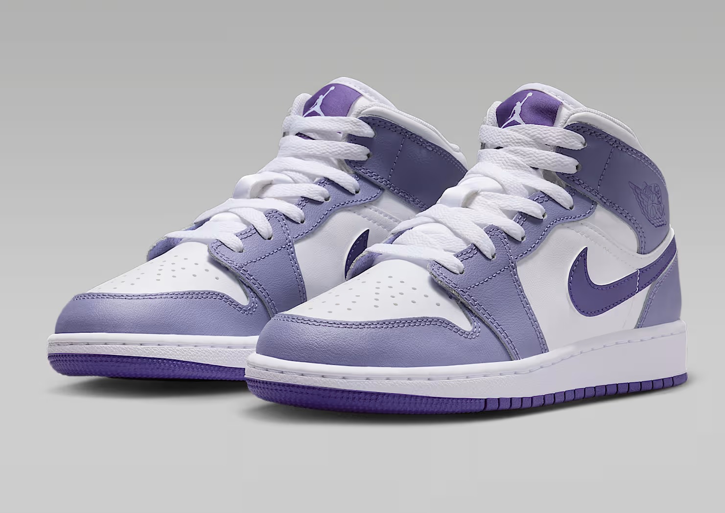 Tenis Air Jordan Mid Blanco/morado Mujer Tallas #23 al #25