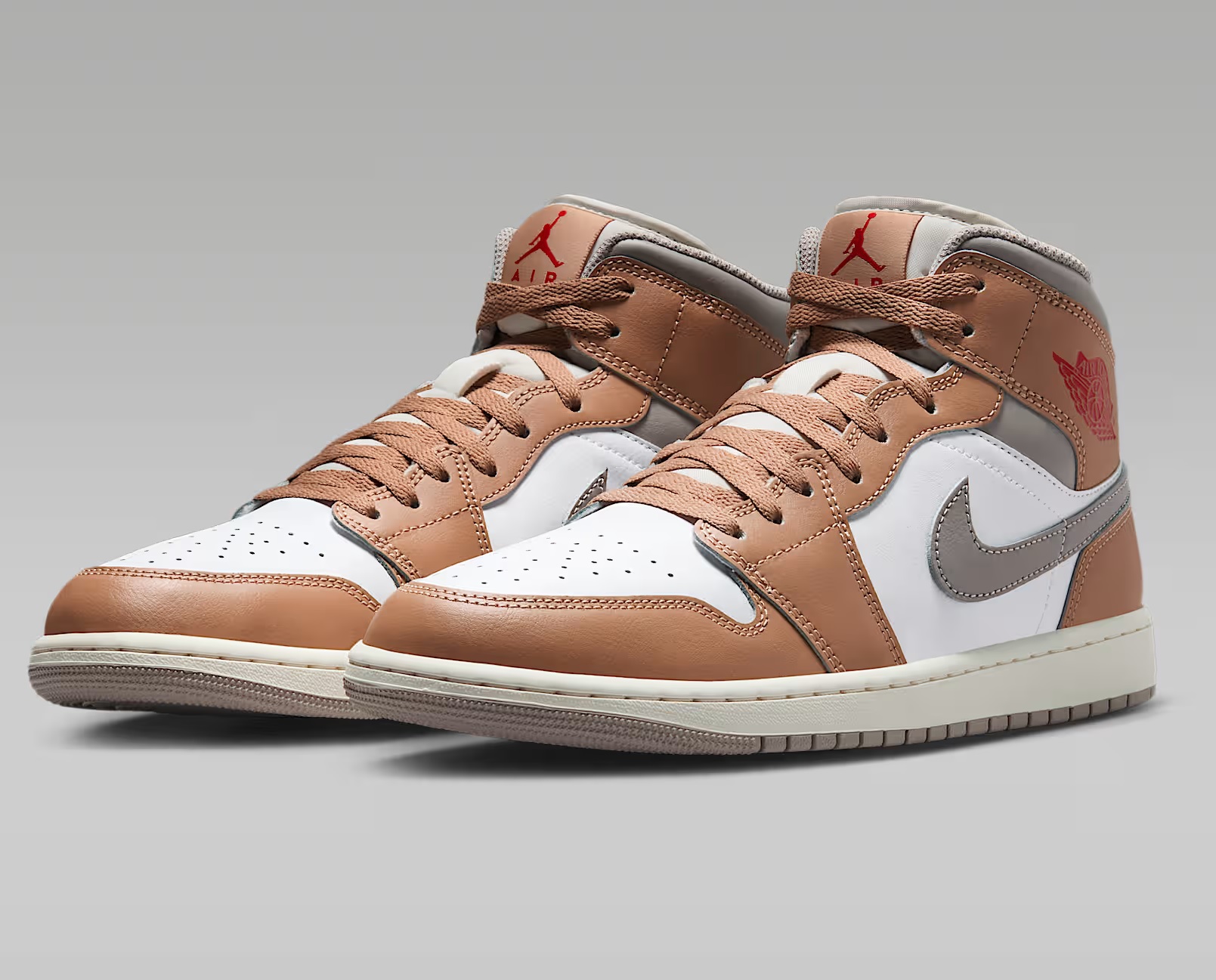 Tenis Air Jordan 1 Mid Cafe/blanco/gris Hombre Tallas #25 al #29.5