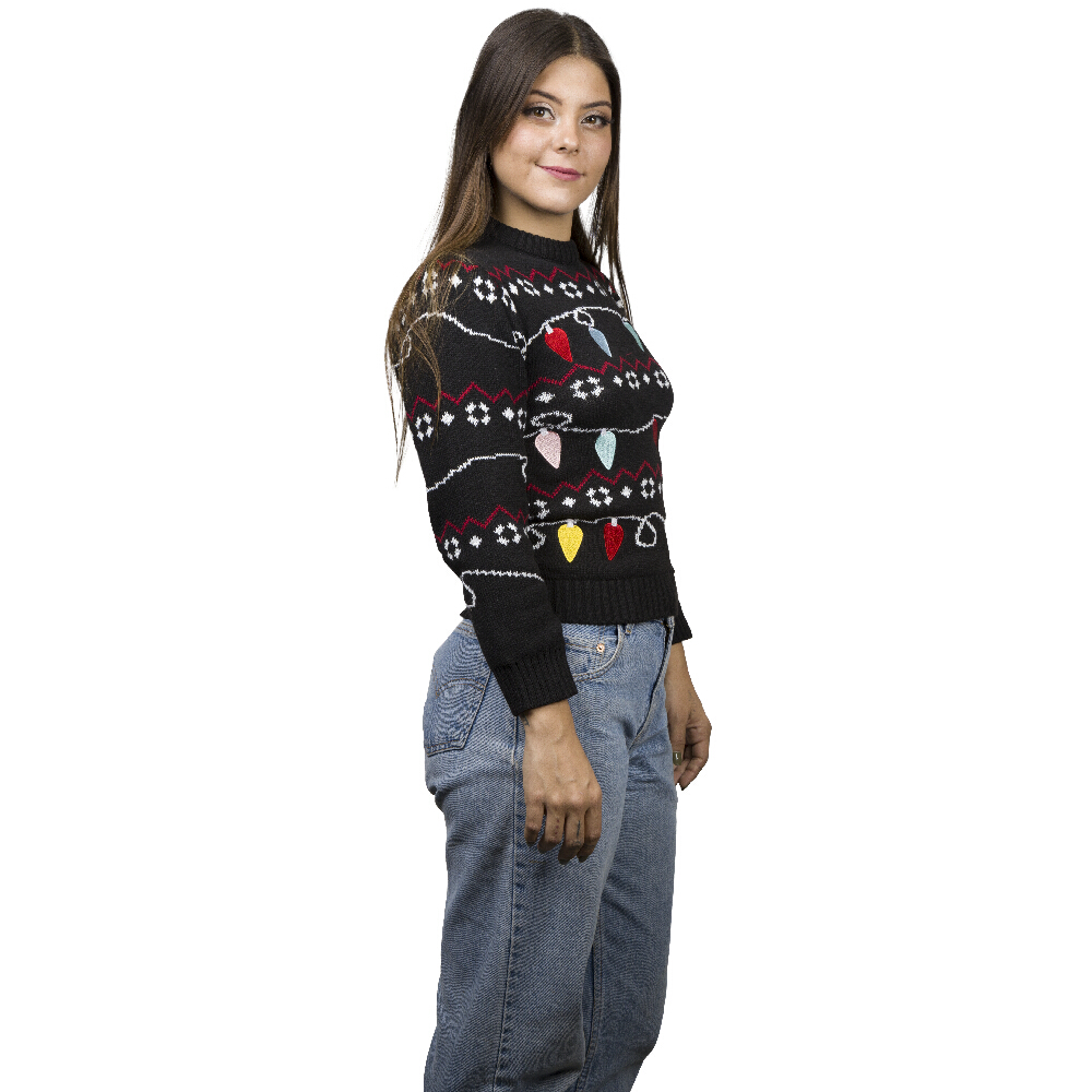 Suéter Navideño Focos Navideños Para Mujer Uggly Sweater