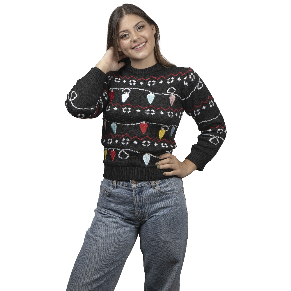 Suéter Navideño Focos Navideños Para Mujer Uggly Sweater