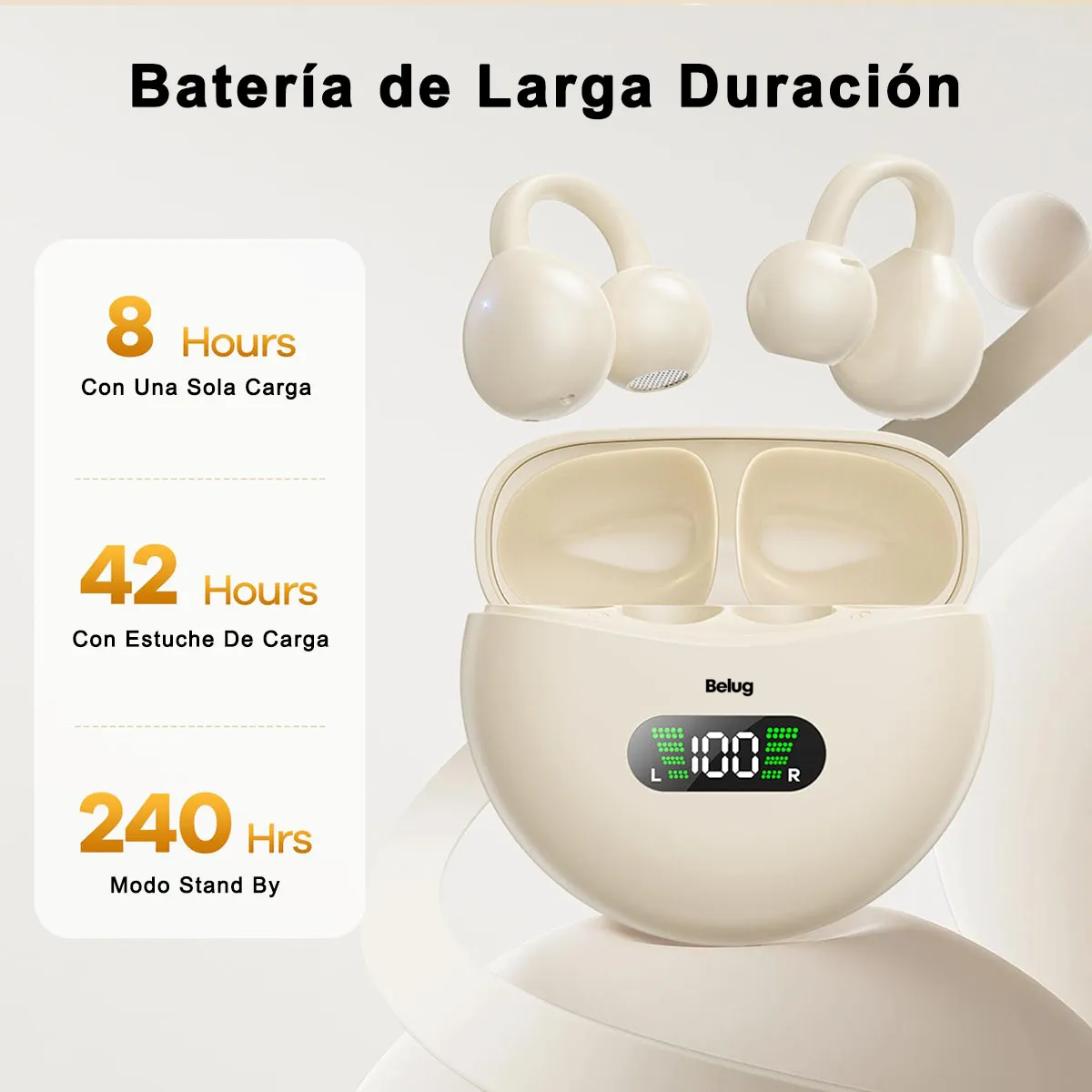 Audífonos Open Ear Bluetooth Pantalla Digital Inalambricos skin