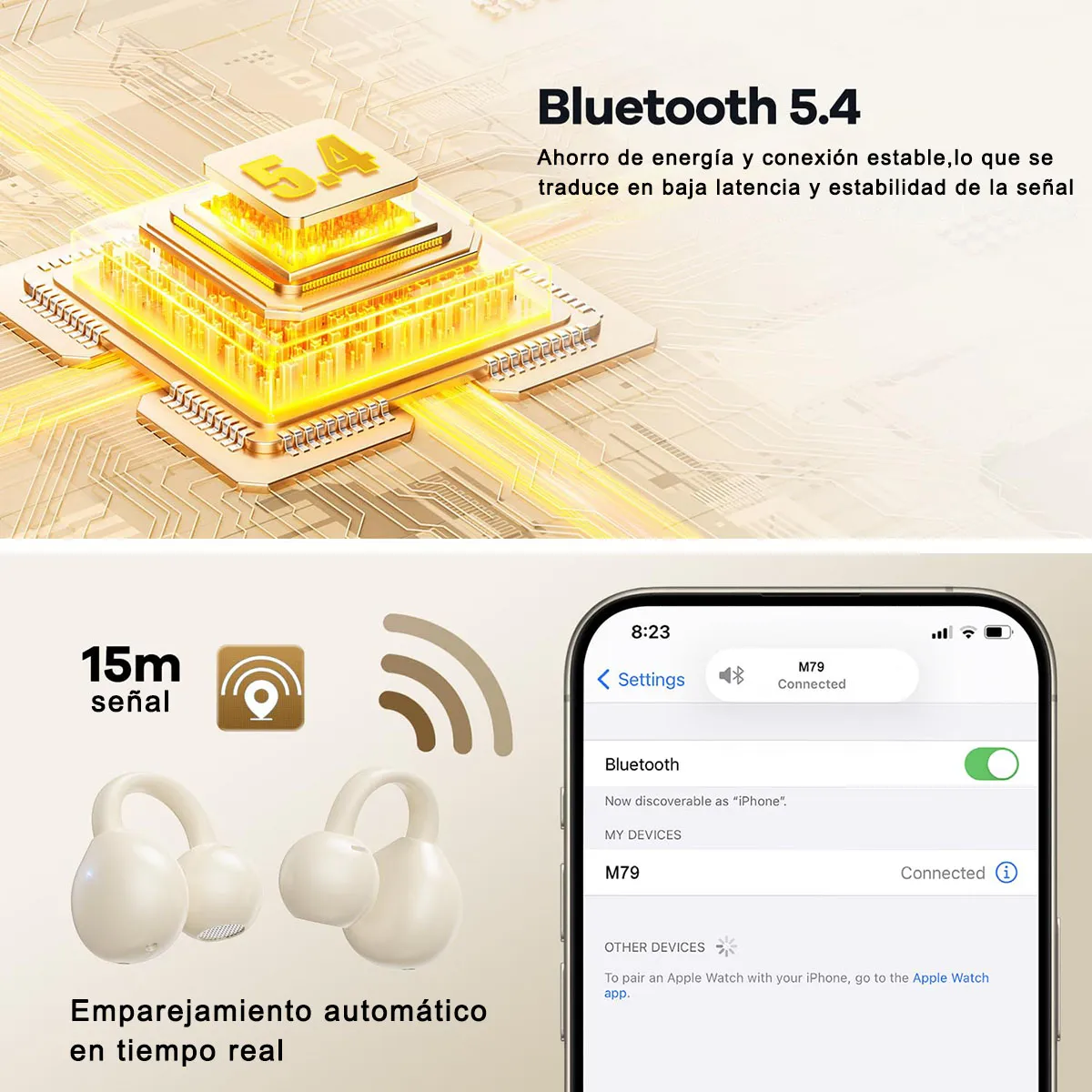 Audífonos Open Ear Bluetooth Pantalla Digital Inalambricos skin