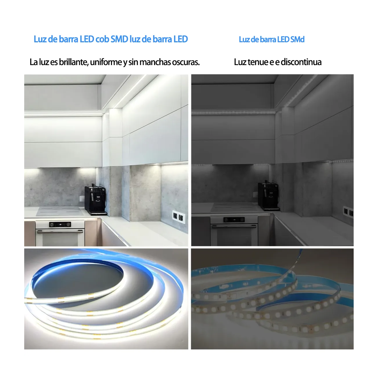 Tira Led Cob 10m Brillo Ajustable Para Interior 3000k/6000k Blanco 