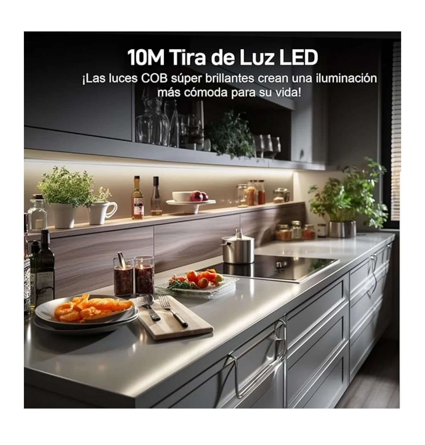 Tira Led Cob 10m Brillo Ajustable Para Interior 3000k/6000k Blanco 