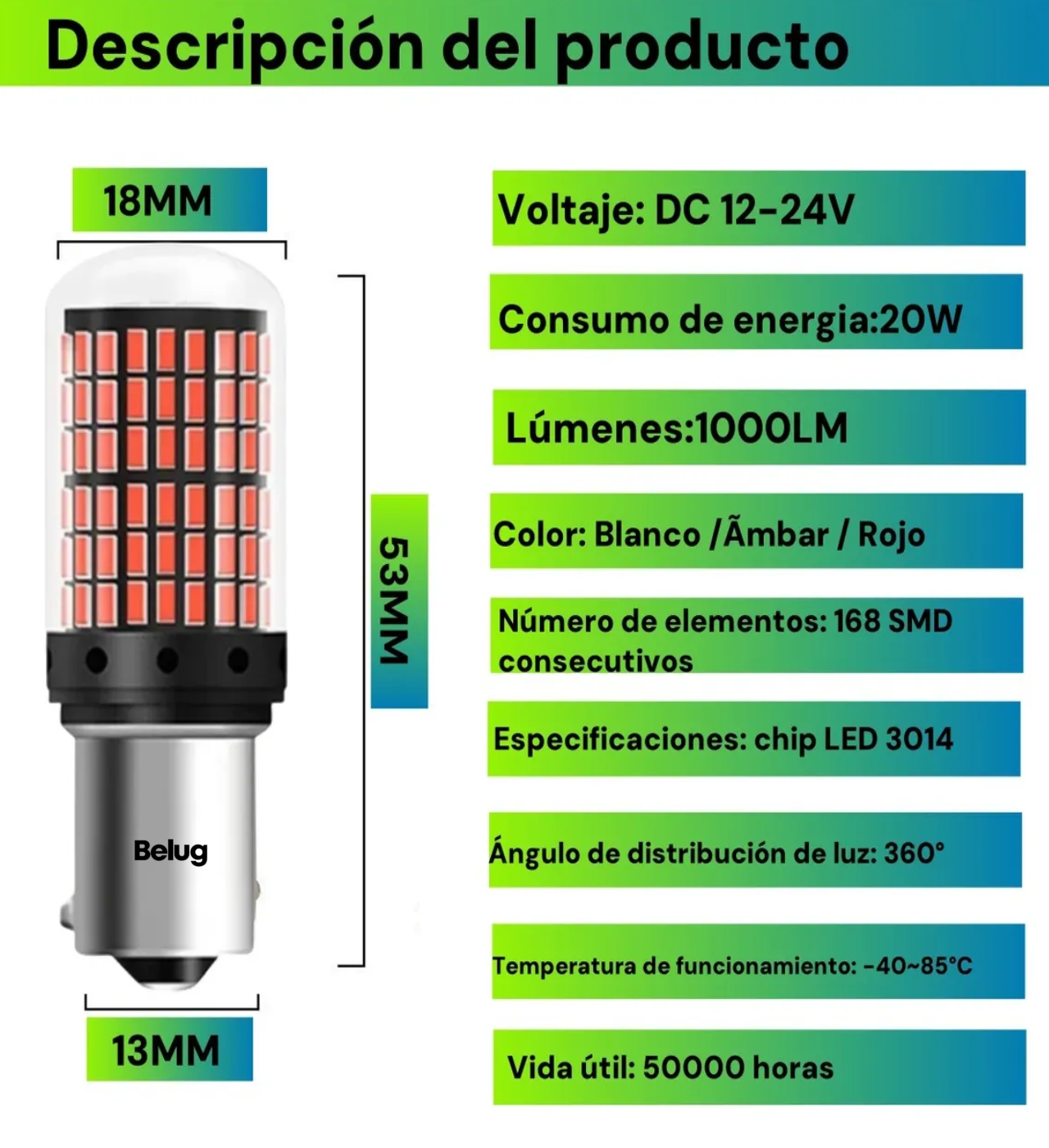 "2 Focos Led 1156 Bau15s Direccionales Py21w 7507 Cuartos Luz Roja 150° "