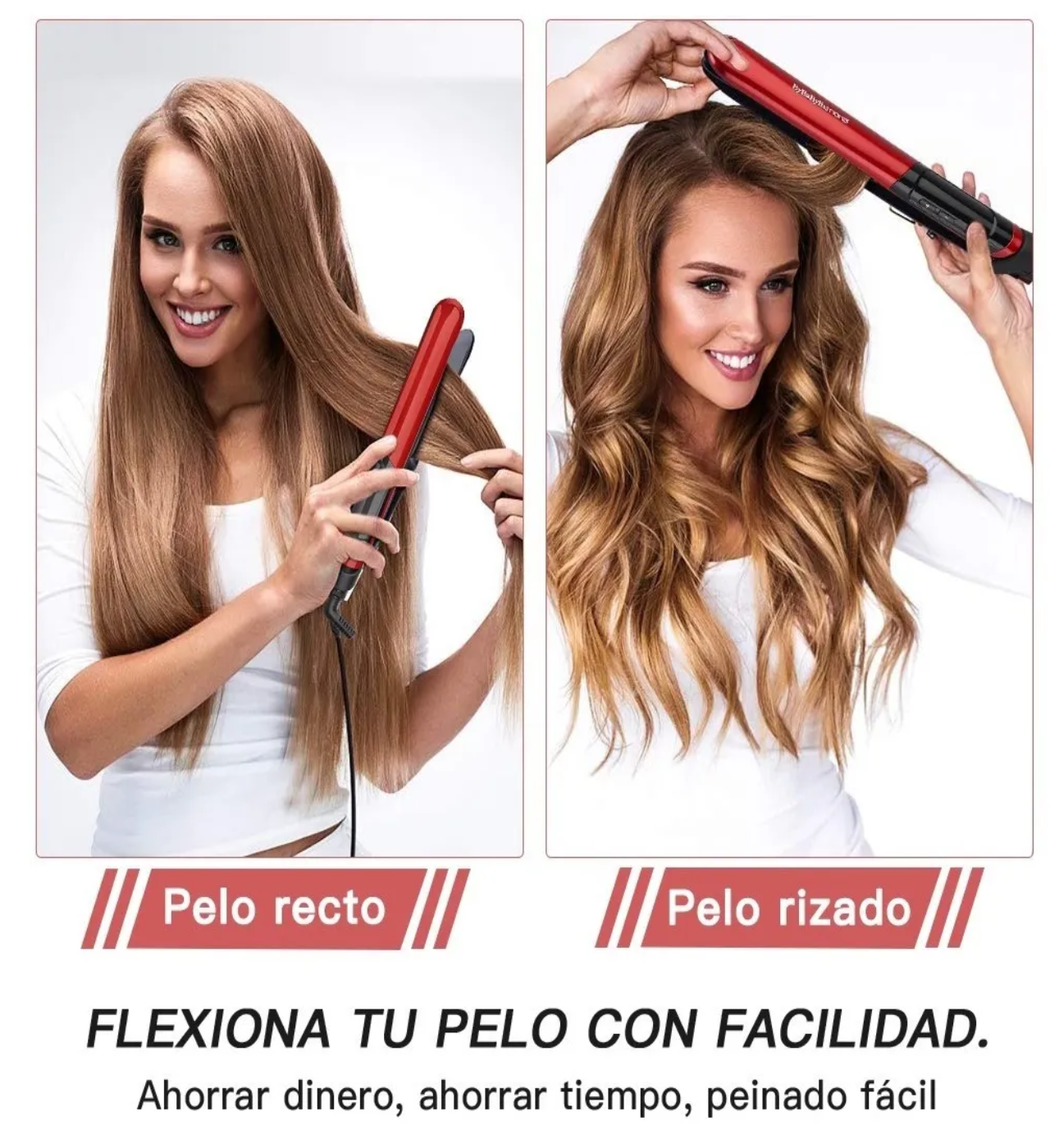 Plancha De Pelo En Alisador Y Rizador Cerámica Digital Rojo