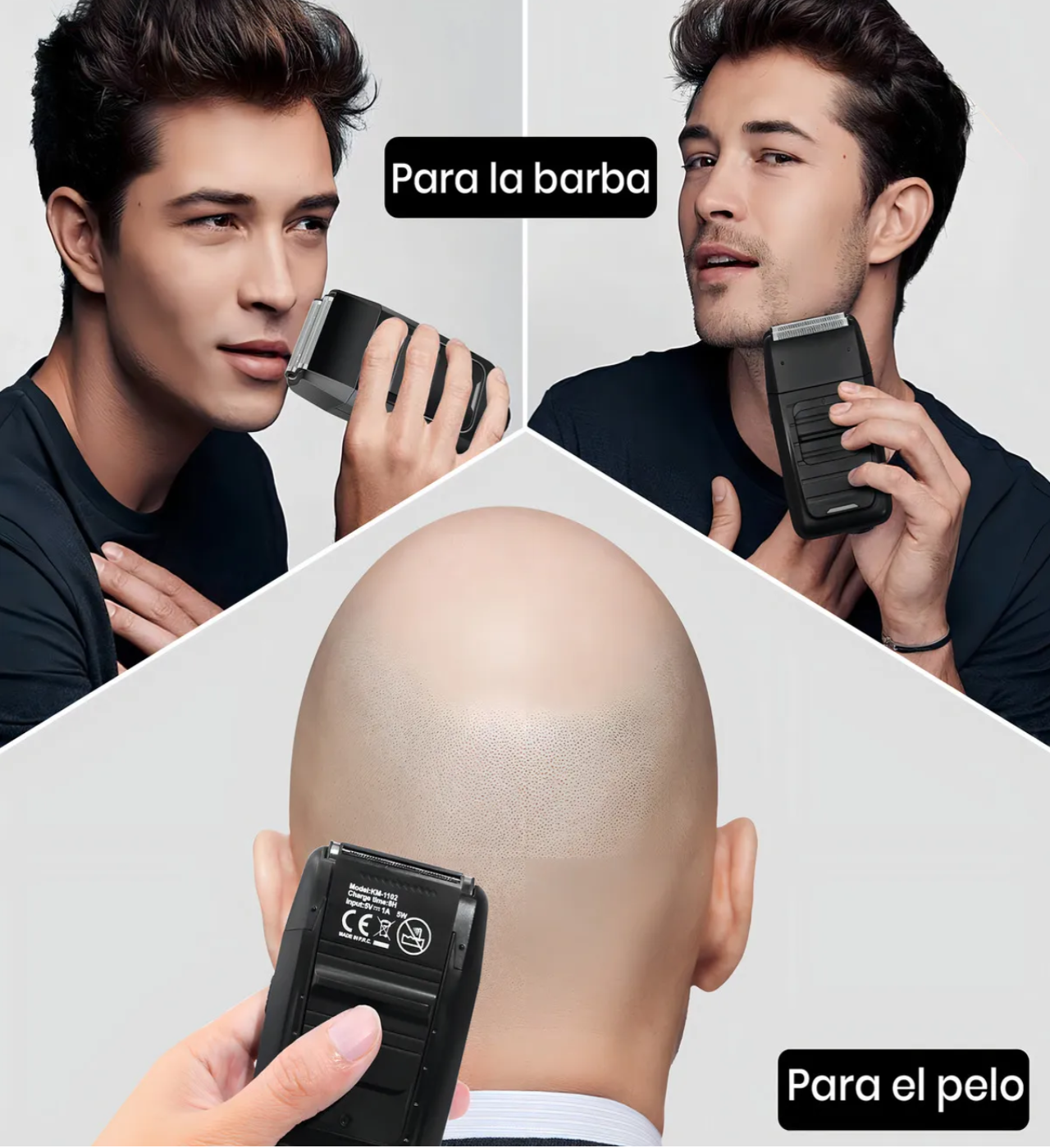 Rasuradora Eléctrica Hombre Recargable - Afeitado Rápido, negro