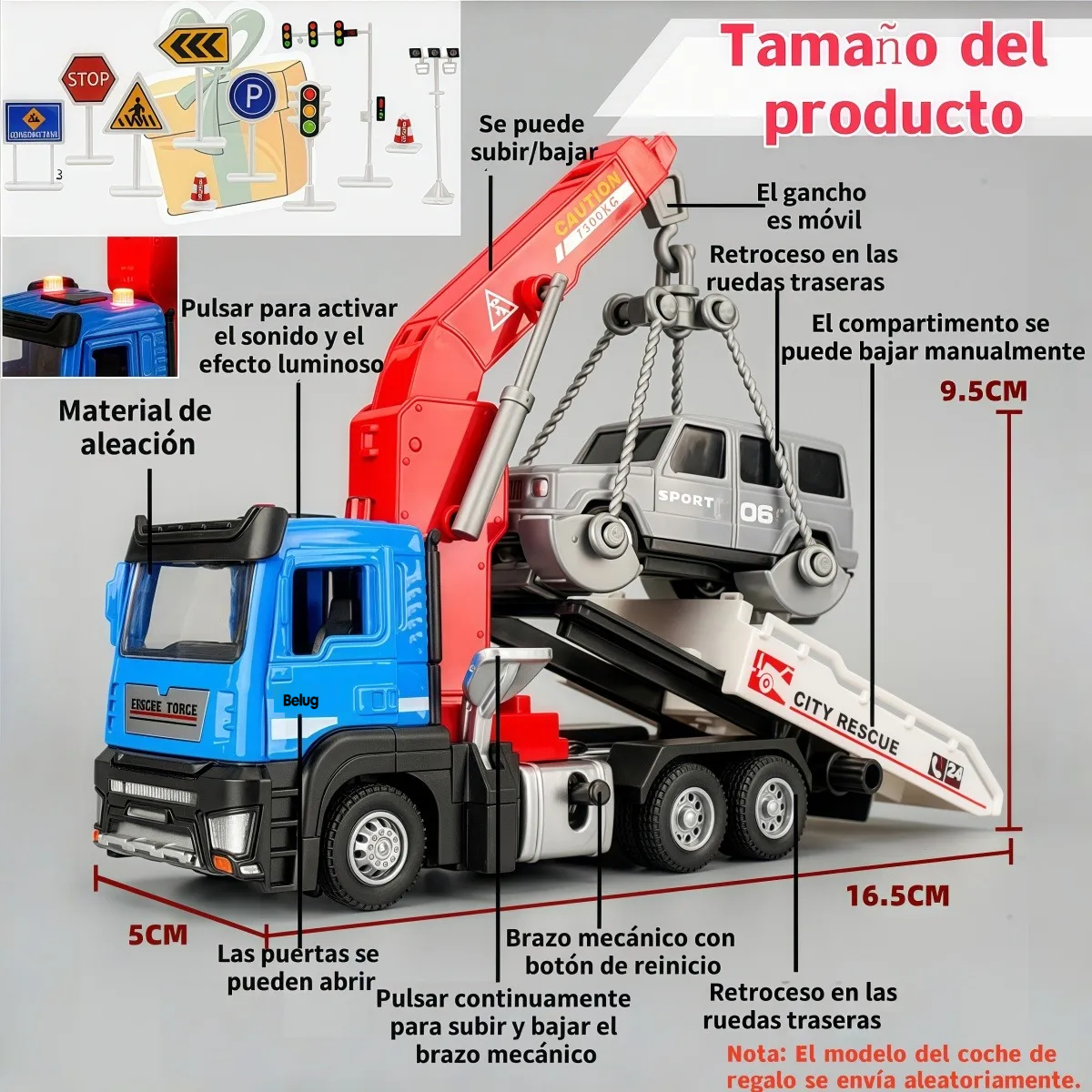 "Grúa De Ingeniería De Aleaciones Para Niños Con Luz "