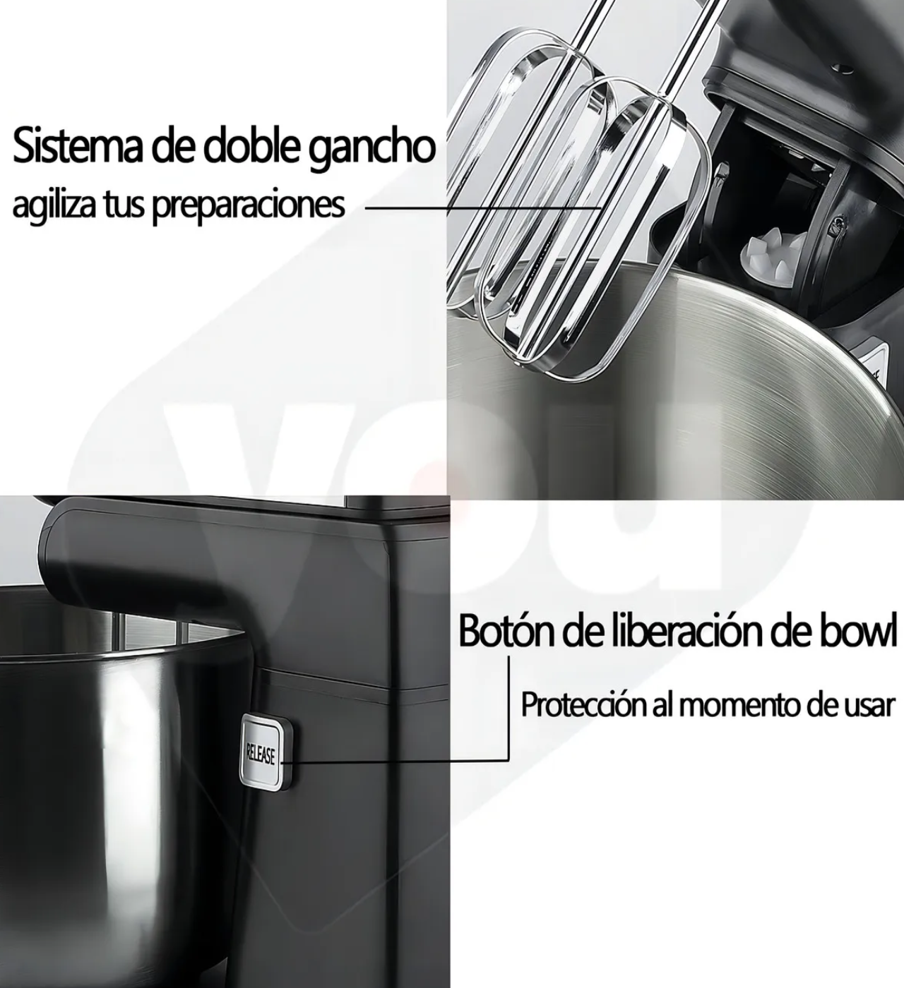 Batidora De Pedestal 2 En 1 De Mano 5 Vel Con Turbo 300w Color Negro