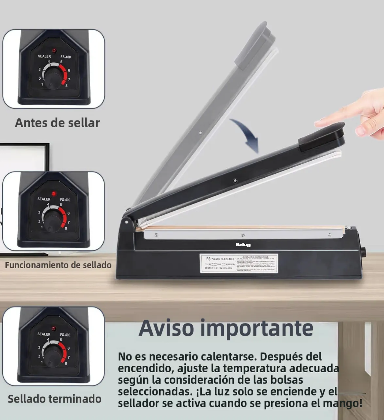 Maquina Selladora De Bolsas Plastico Térmica Sella 30cm negra