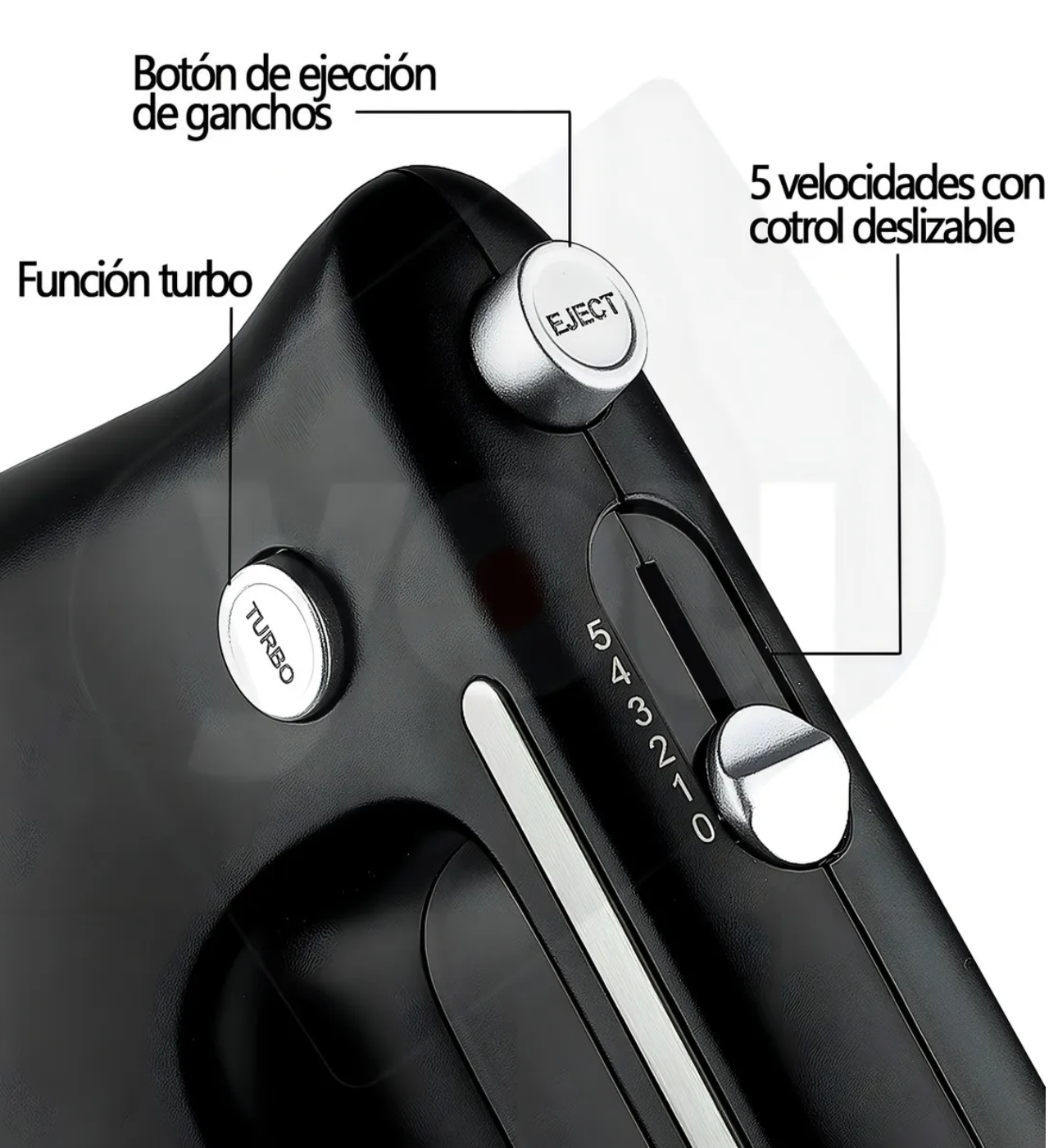 Batidora De Pedestal 2 En 1 De Mano 5 Vel Con Turbo 300w Color Negro