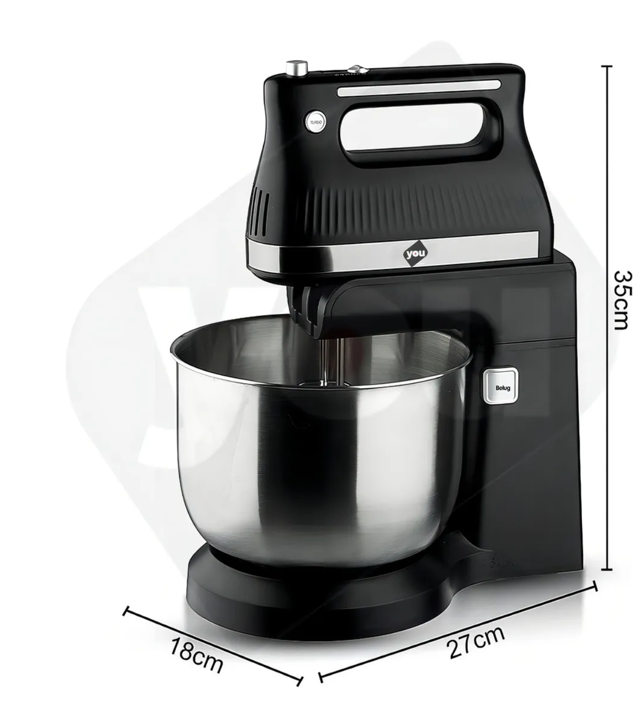 Batidora De Pedestal 2 En 1 De Mano 5 Vel Con Turbo 300w Color Negro