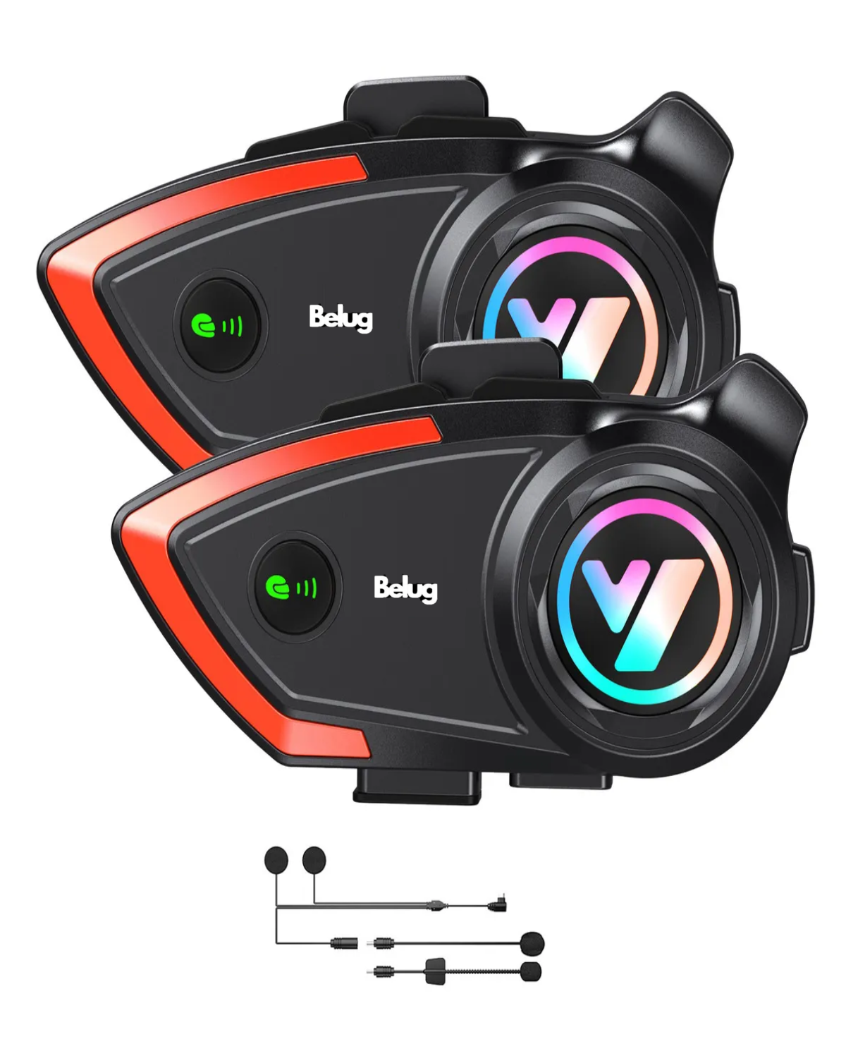 Intercomunicador Jzaq Audífonos Para Casco De Motos Bluetooth Y80 Negro y Rojo