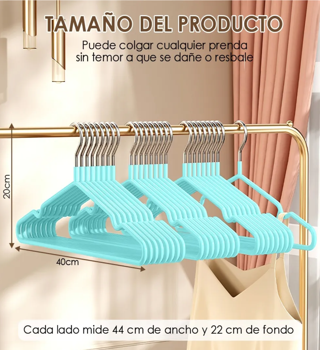 20 Ganchos Para Ropa Metalicos Organizador Ropa azul