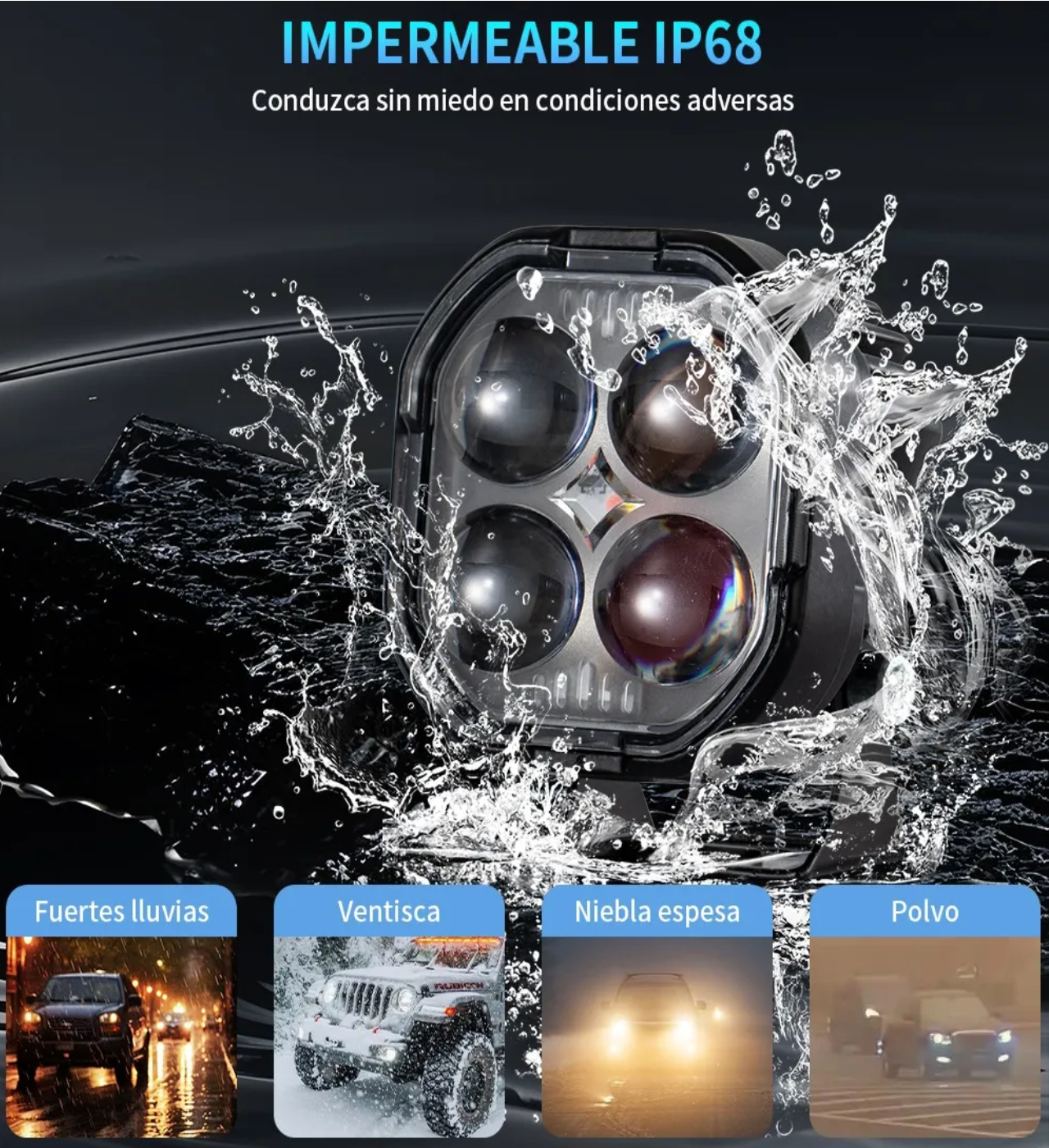 2 Faros Luces Led Auxiliares 5 Modos Lupa Para Moto 80w