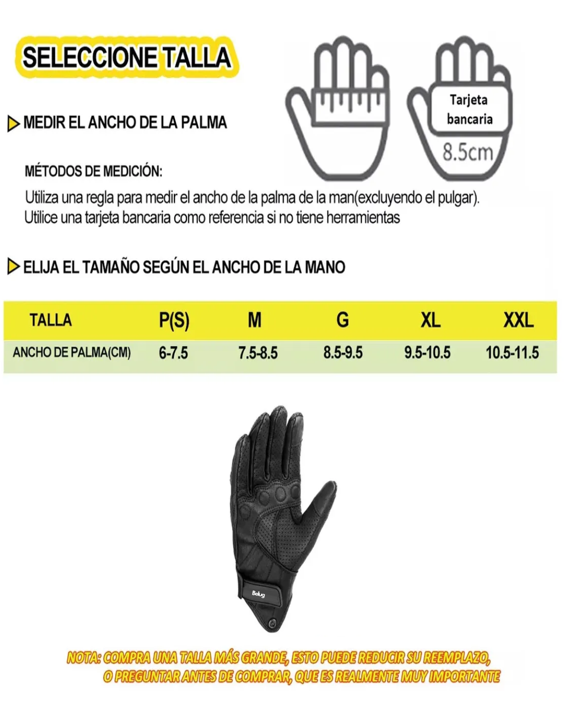 Guantes De Moto 100% Cabra Piel Táctil Talla G Con Agujero