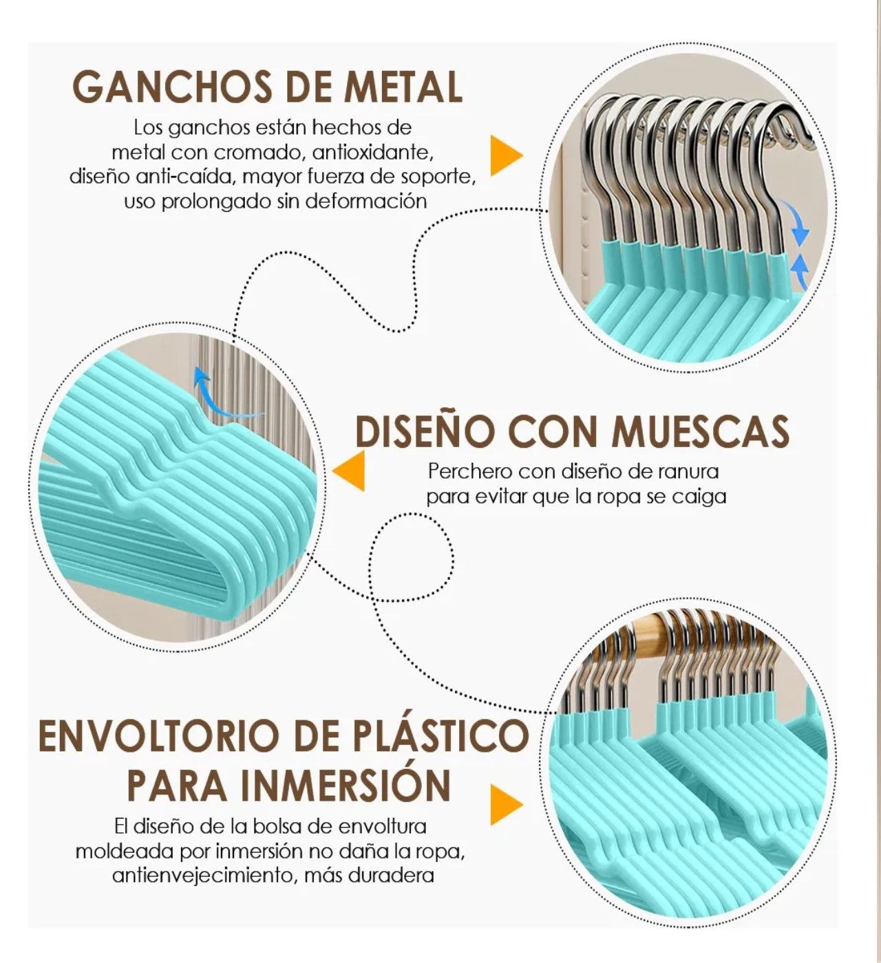 20 Ganchos Para Ropa Metalicos Organizador Ropa azul