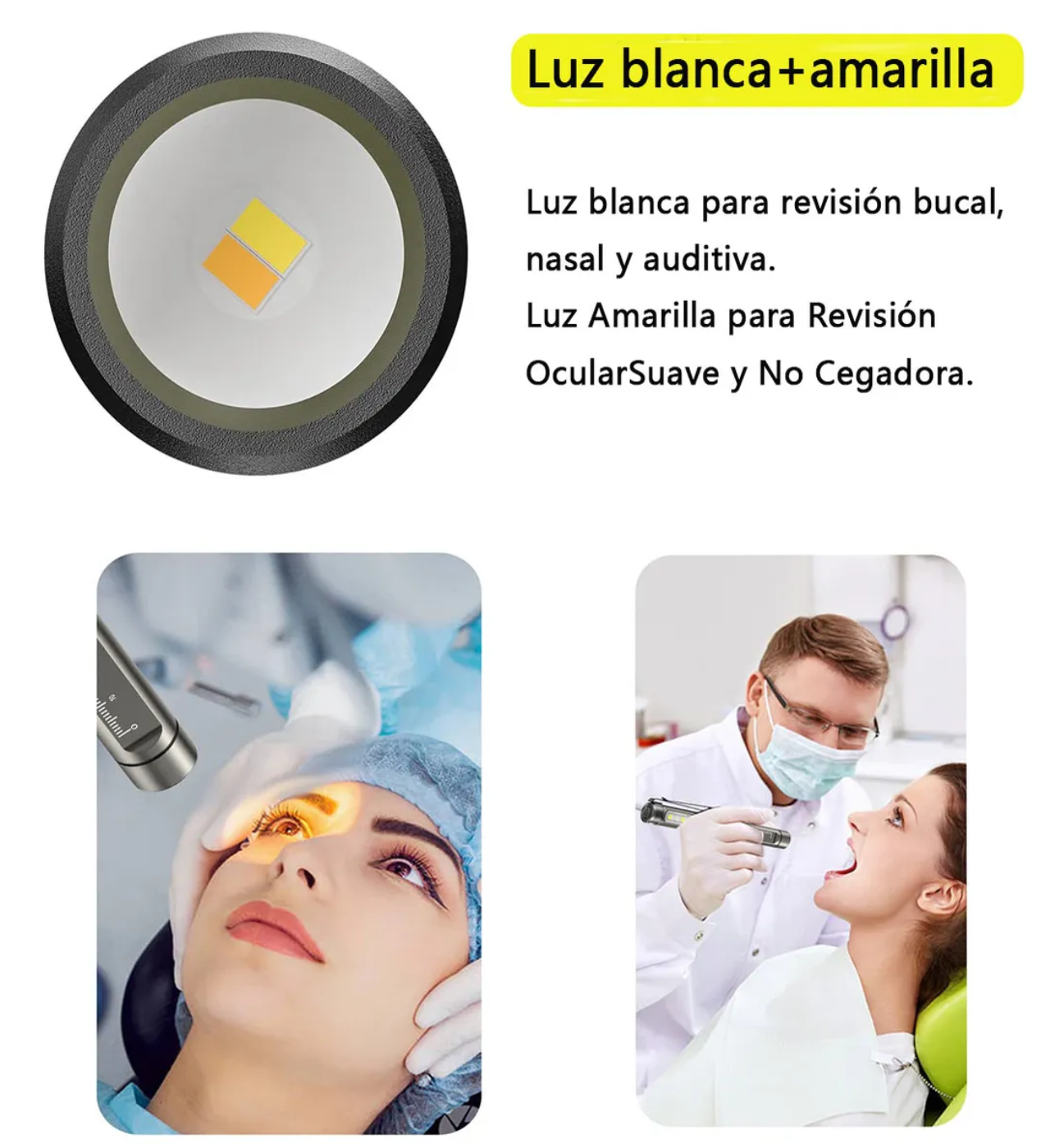 Lámpara Médica Portátil Recargable Para Diagnóstico 3colores