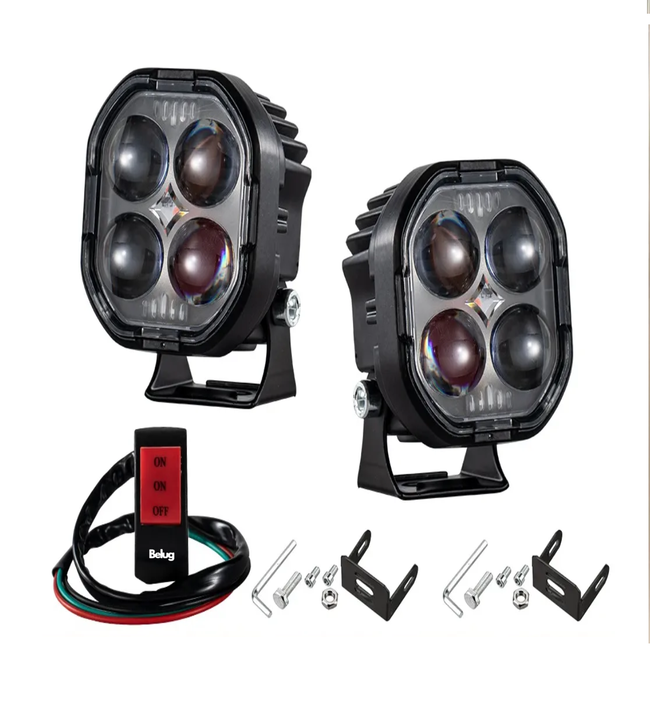 2 Faros Luces Led Auxiliares 5 Modos Lupa Para Moto 80w
