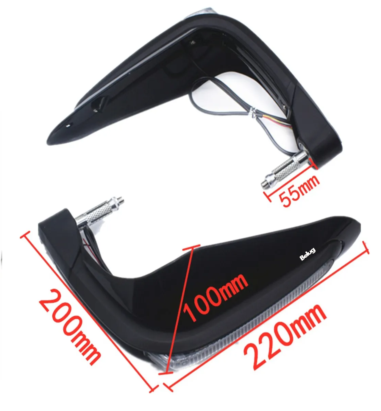 Cubre Puños Moto Motocicleta Con Luz Led Universal NEGRO Estilo 1 Negro luz blanca