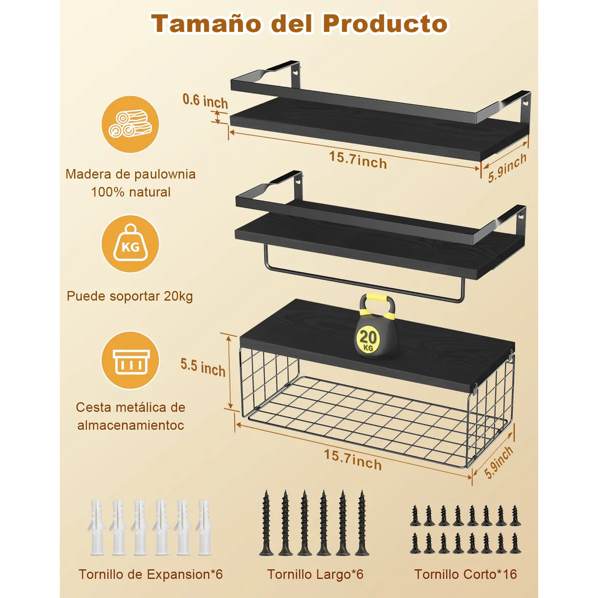 Repisas Flotantes Madera Modernas Estantes Baño Negro 