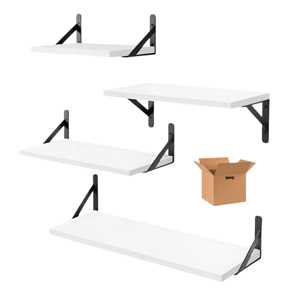 Repisas Flotantes Madera Modernas Estantes Baño Topon 4 Pzs Blanco 