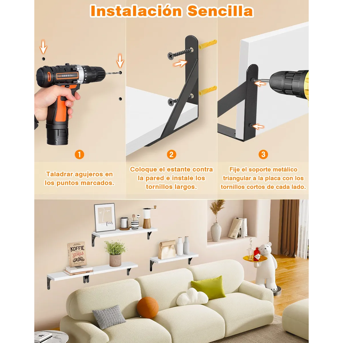 Repisas Flotantes Madera Modernas Estantes Baño Topon 4 Pzs Blanco 