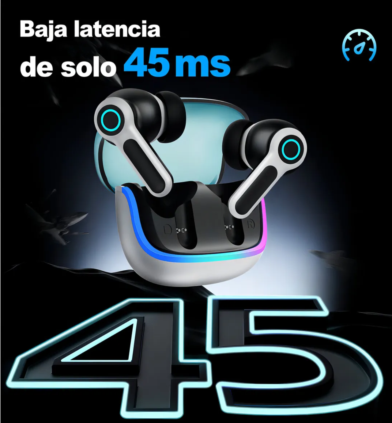 Audífonos Bluetooth Gamer Inalámbricos Azul Negro