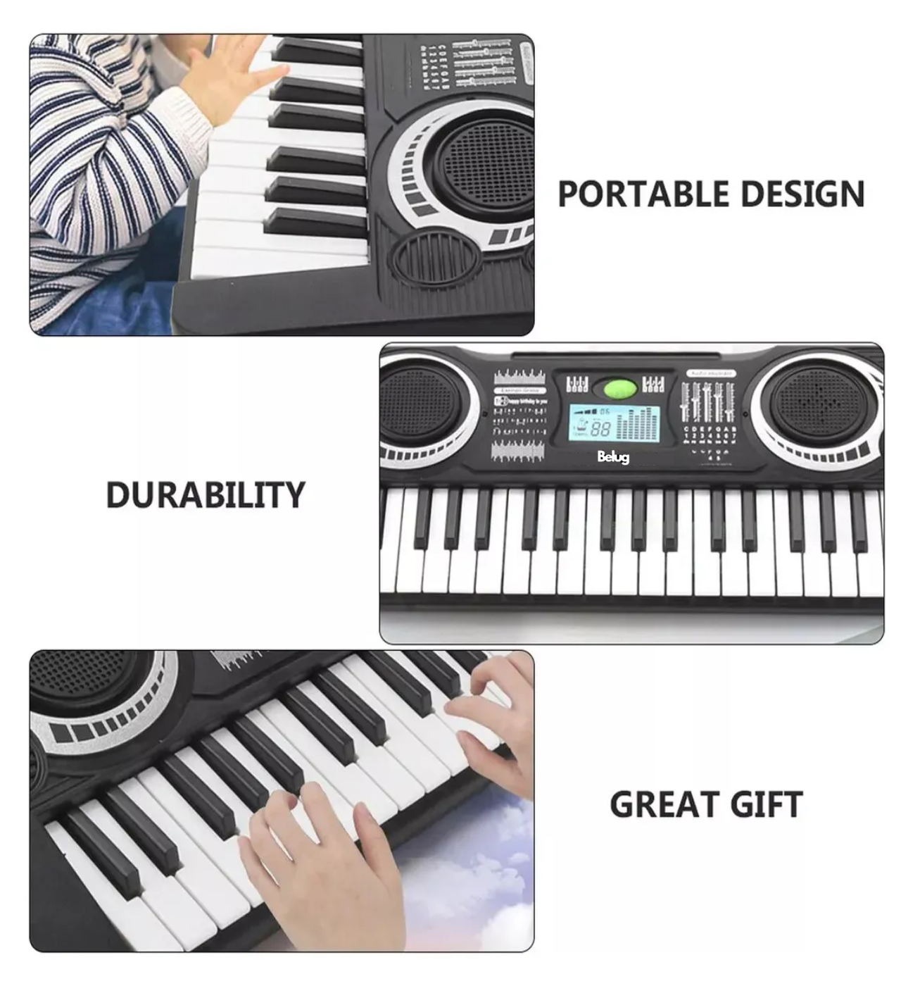 Teclado Electrónico Infantil 37 Teclas - Con Micrófono, Portátil, Para Niños Principiantes, Color Negro Piano Niños Teclado Electrónico Infantil 37 Teclas - Con Micrófono, Portátil, Para Niños Principiantes, Color Negro Piano Niños