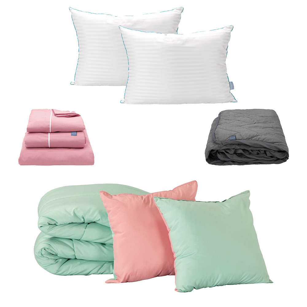  Edredón Matrimonial Dicasa Couzy  Doble Vista Rosa con Menta + Sábanas Royal + Protector Lux +2 Almohadas Royal