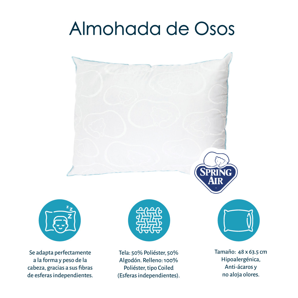 Colchón Individual Spring Air Mónaco+Almohada Oso+Protector Ultra+Sábanas Basic